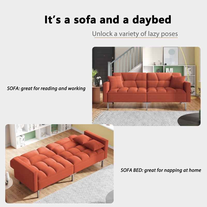 Linen Futon Upholstered Sofa